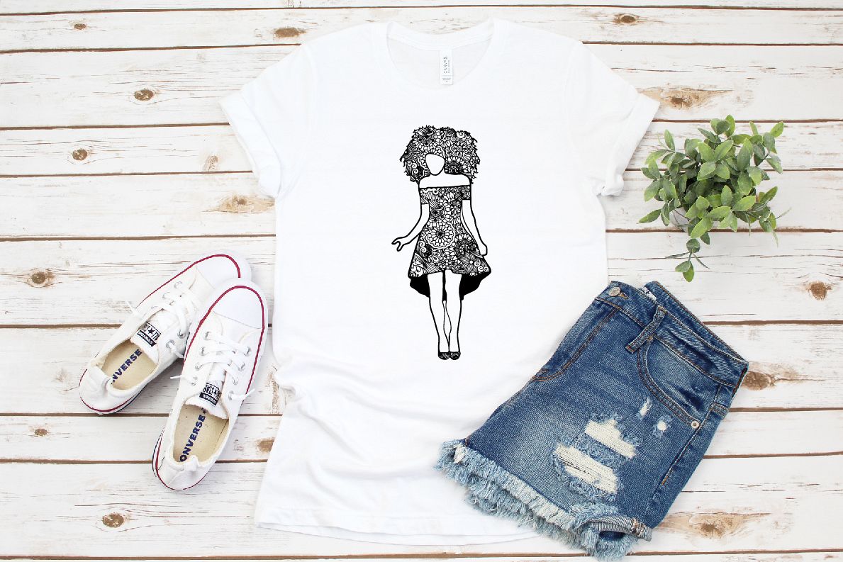 Mandala Style Woman Lady SVG PDF EPS Dxf 256 example image 1