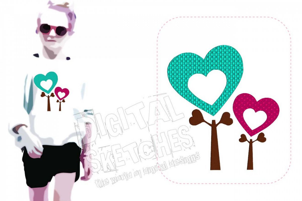 Heart Tree Machine Embroidery Design 3 Sizes example image 1