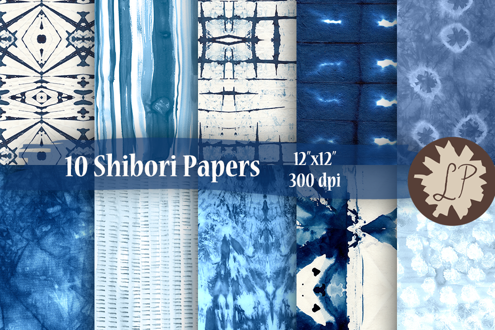 Indigo Blue Japanese Style Shibori Paper Pack example image 1