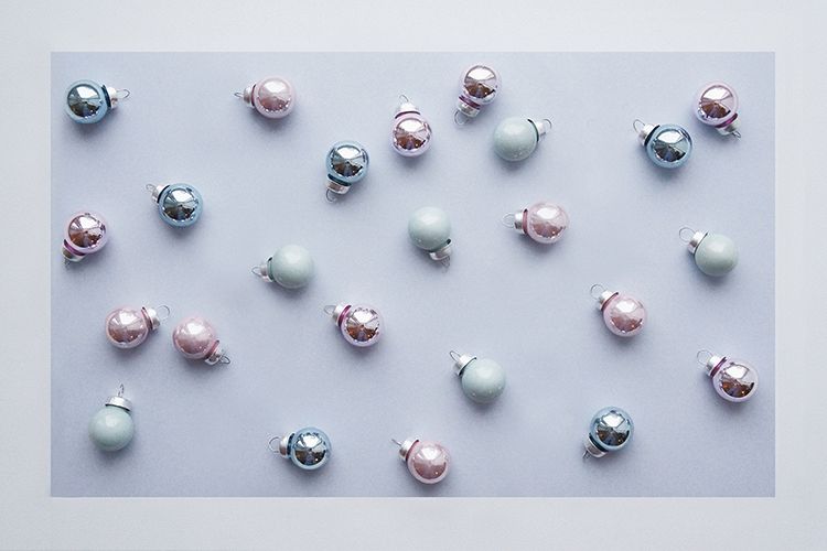Christmas and New Year background with blue and pink balls example image 1