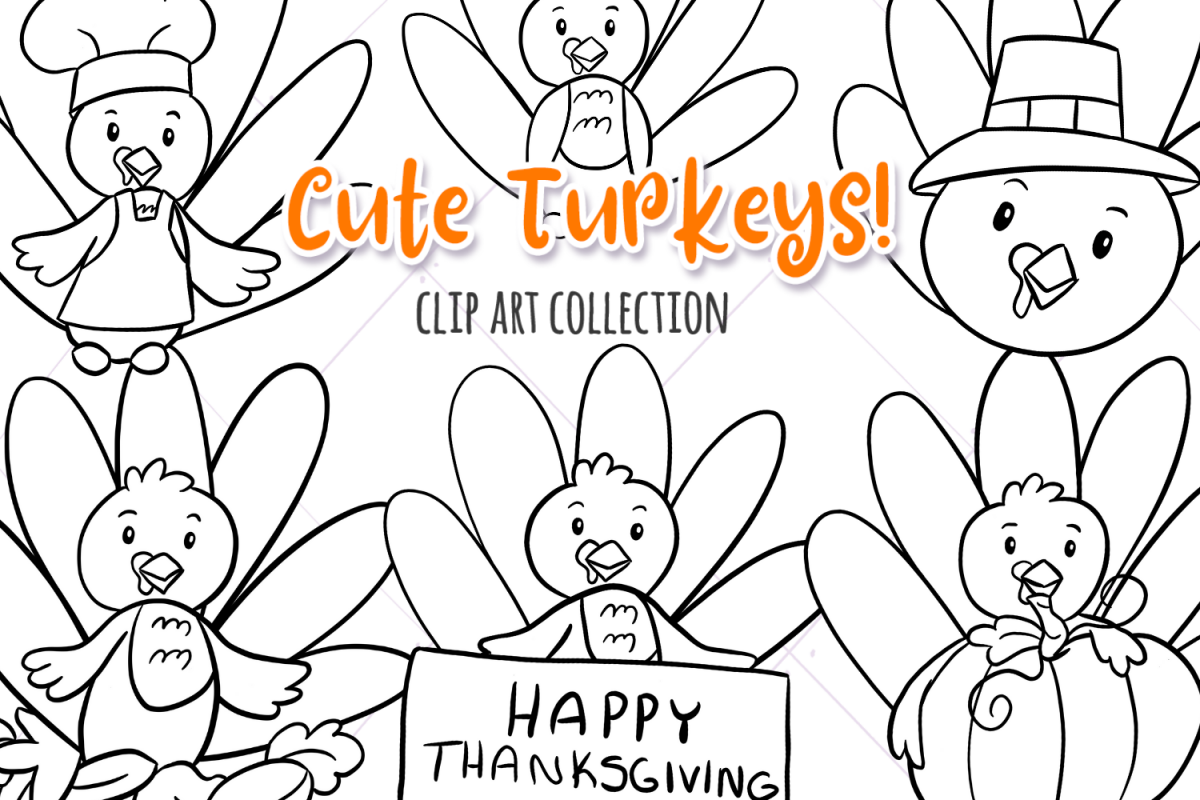 Cute Fall Turkeys Digital Stamps example image 1