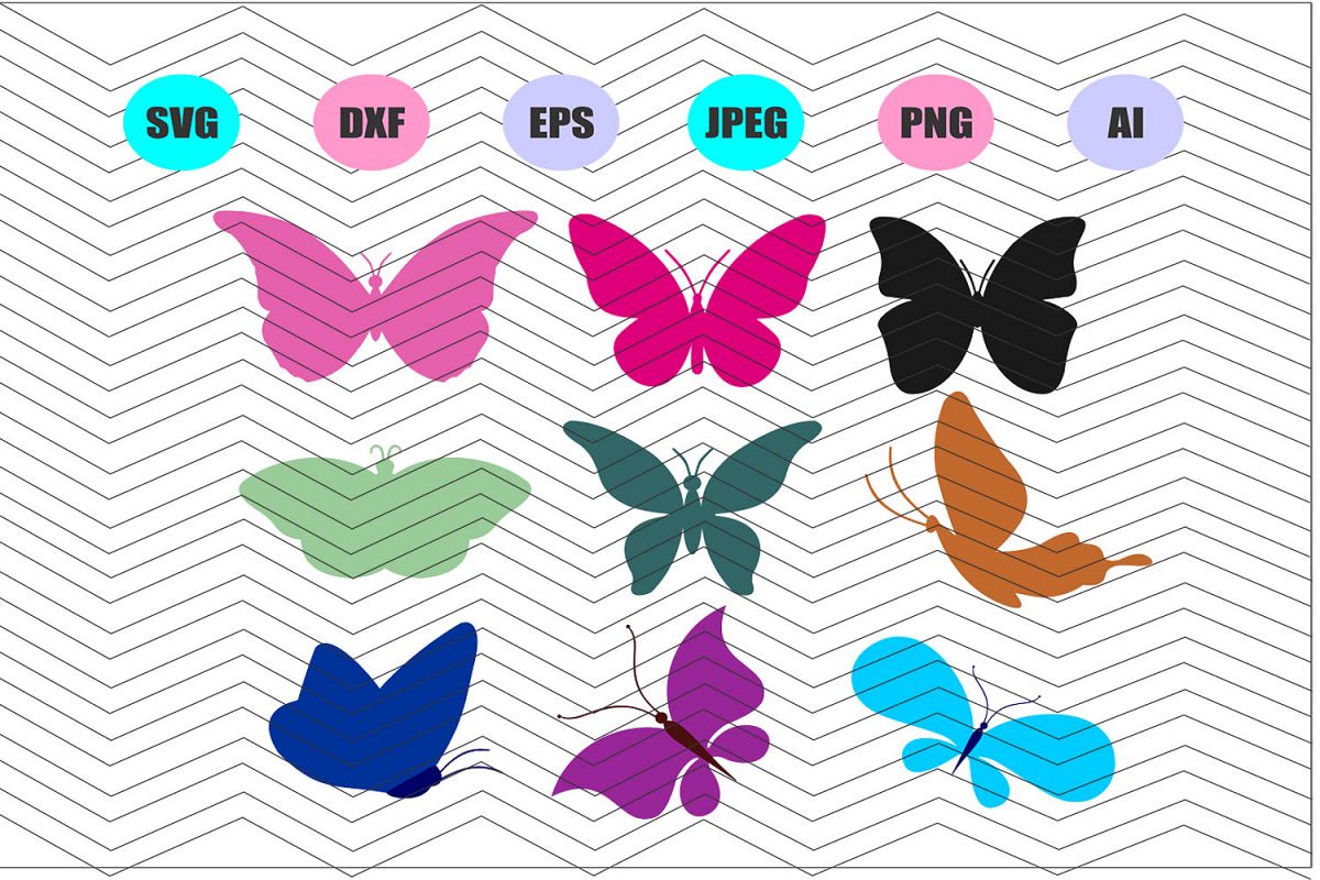 Butterflies Svg Vector File Cricut Design Vinyl Decal example image 1