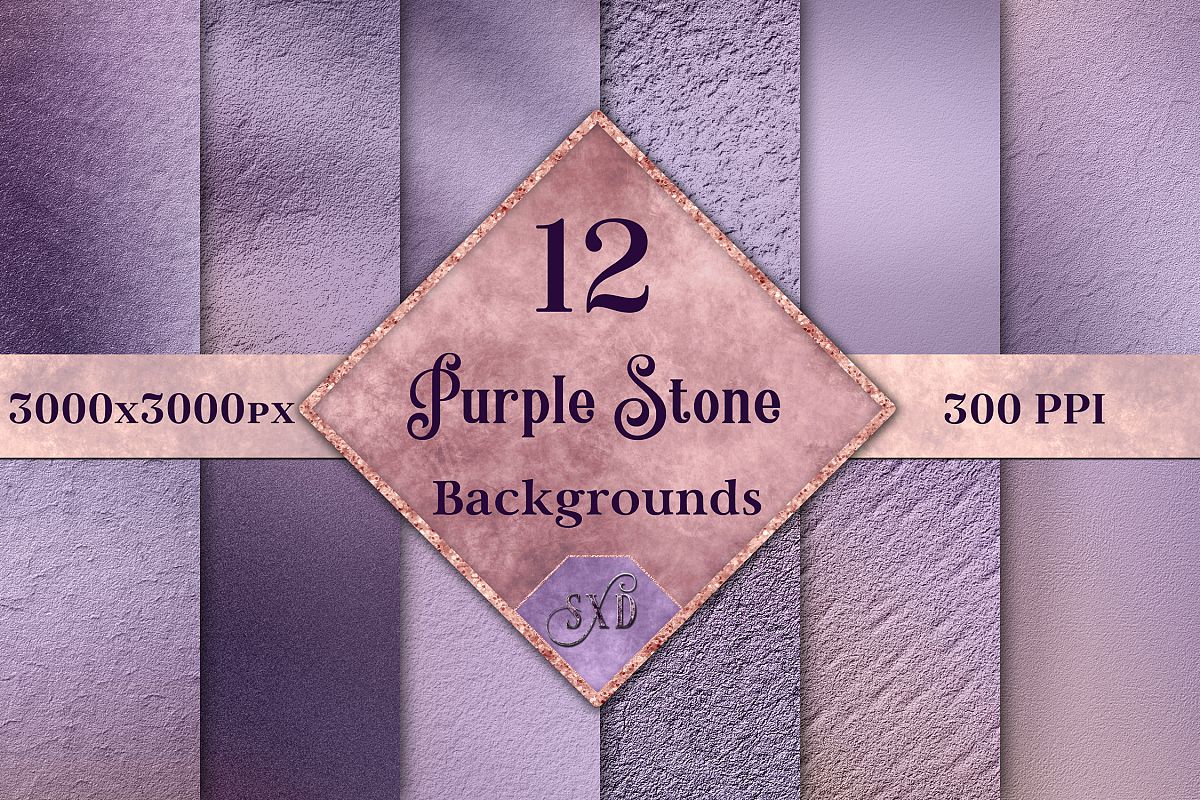 Purple Stone Backgrounds - 12 Image Textures Set example image 1