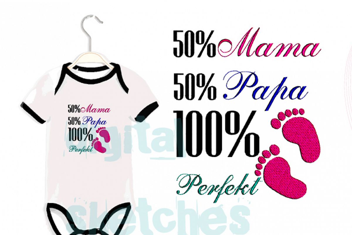 German Saying 50 Mama 50 Papa 100 Prozent Perfekt Embroidery example image 1