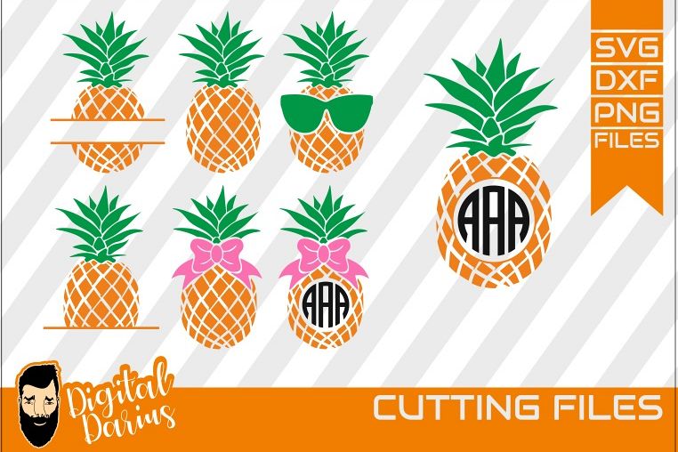 7x Pineapple Monogram Svg, Pineapple, bundle, Fruit, summer example image 1