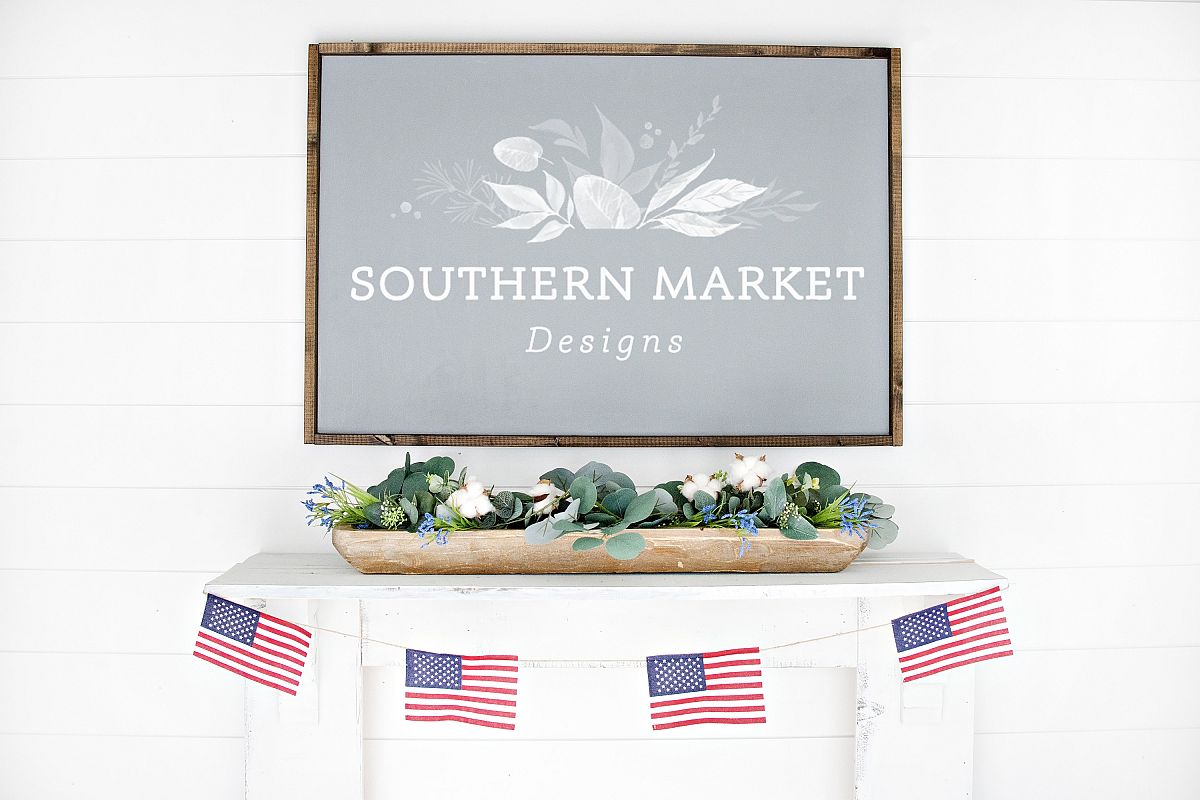 Patriotic Summer Wood 24x36 Sign Mock Up Stock Photo example image 1