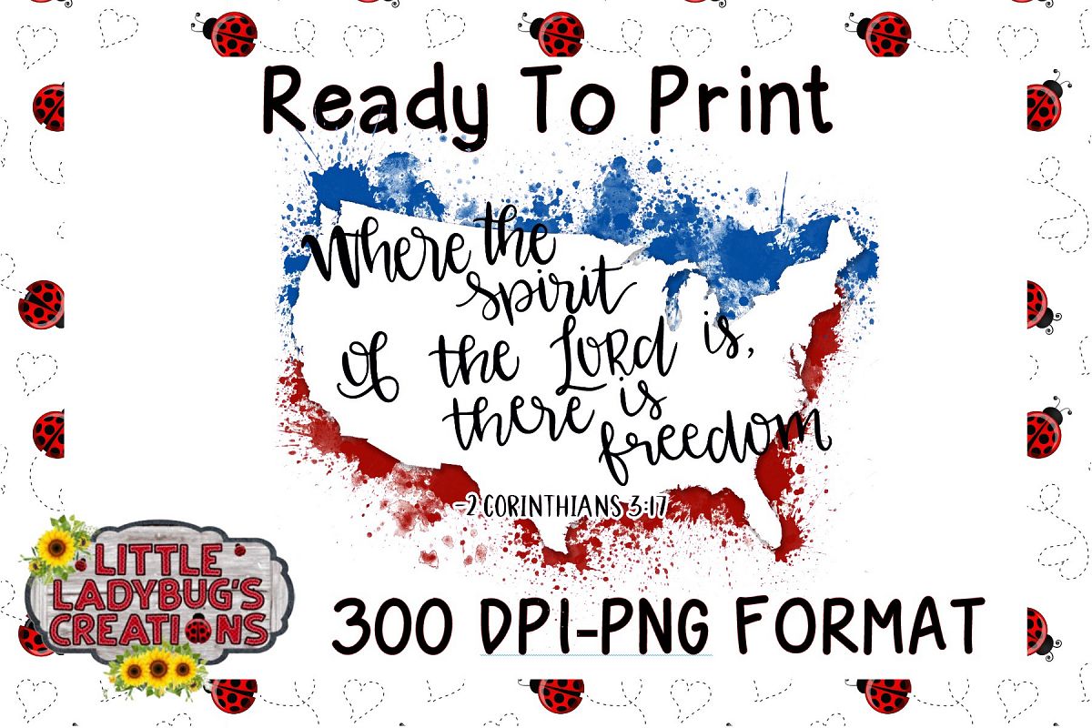 Freedom USA Splatter 300DPI PNG Printable Digital Design example image 1