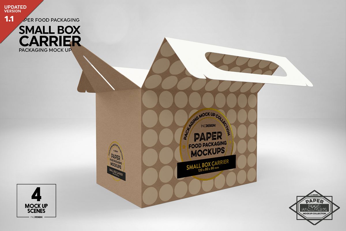 Small Cake Box Carrier Packaging Mockup example image 1