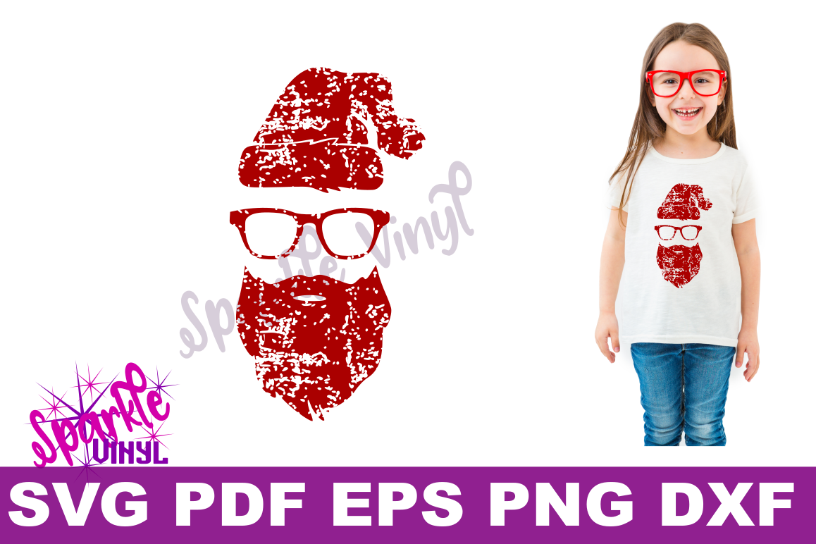 Svg Distressed Grunge Christmas Santa shirt svg cut file for cricut or sihouette, Christmas Decor printable, Santa shirt svg, Hipster Santa example image 1