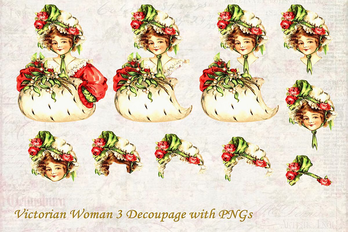 Vintage Victorian Decoupage or Collage Printable and PNG example image 1