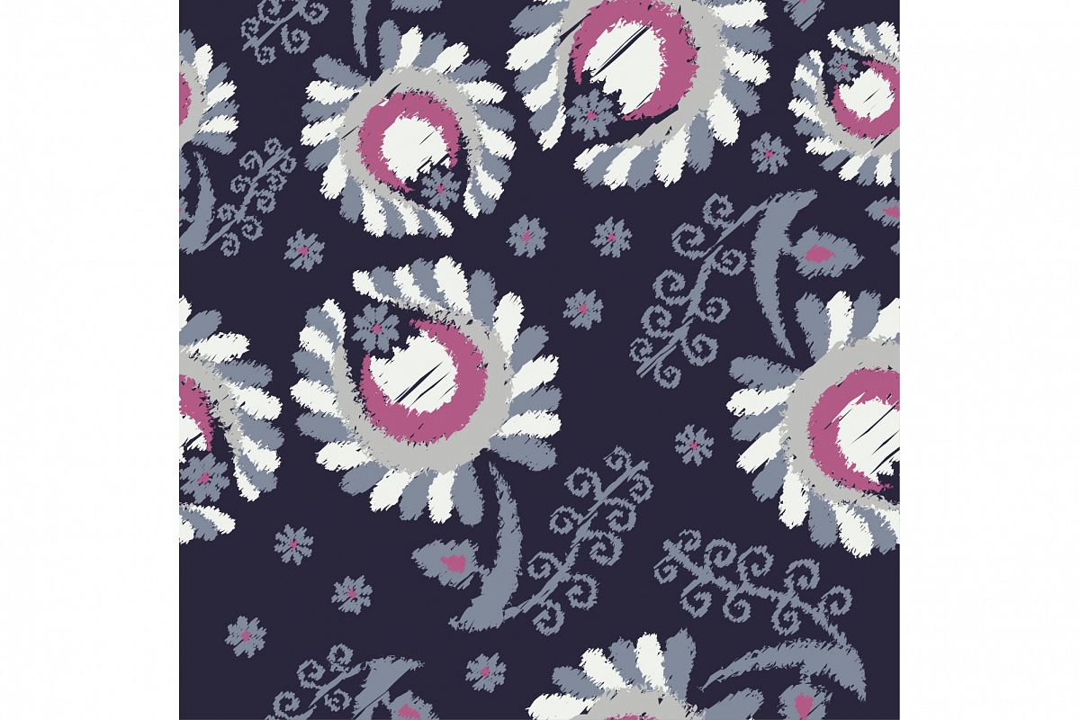Ethnic boho seamless pattern with decorative flowers. Print. Cloth design, wallpaper. example image 1