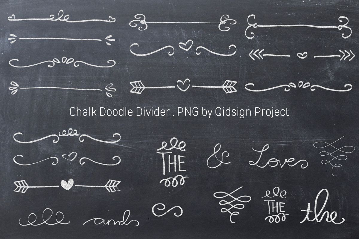 Hand Drawn Chalk Doodle Divider .PNG example image 1