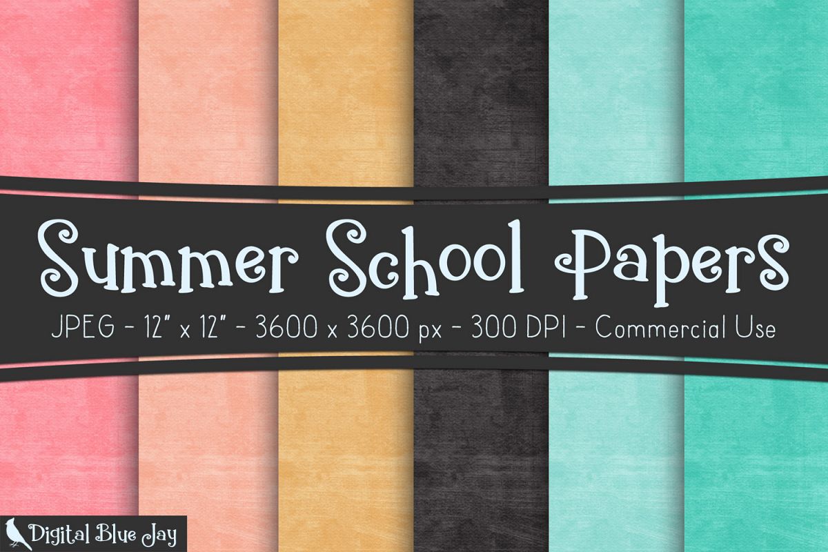 Digital Paper Textured Backgrounds - Summer School example image 1