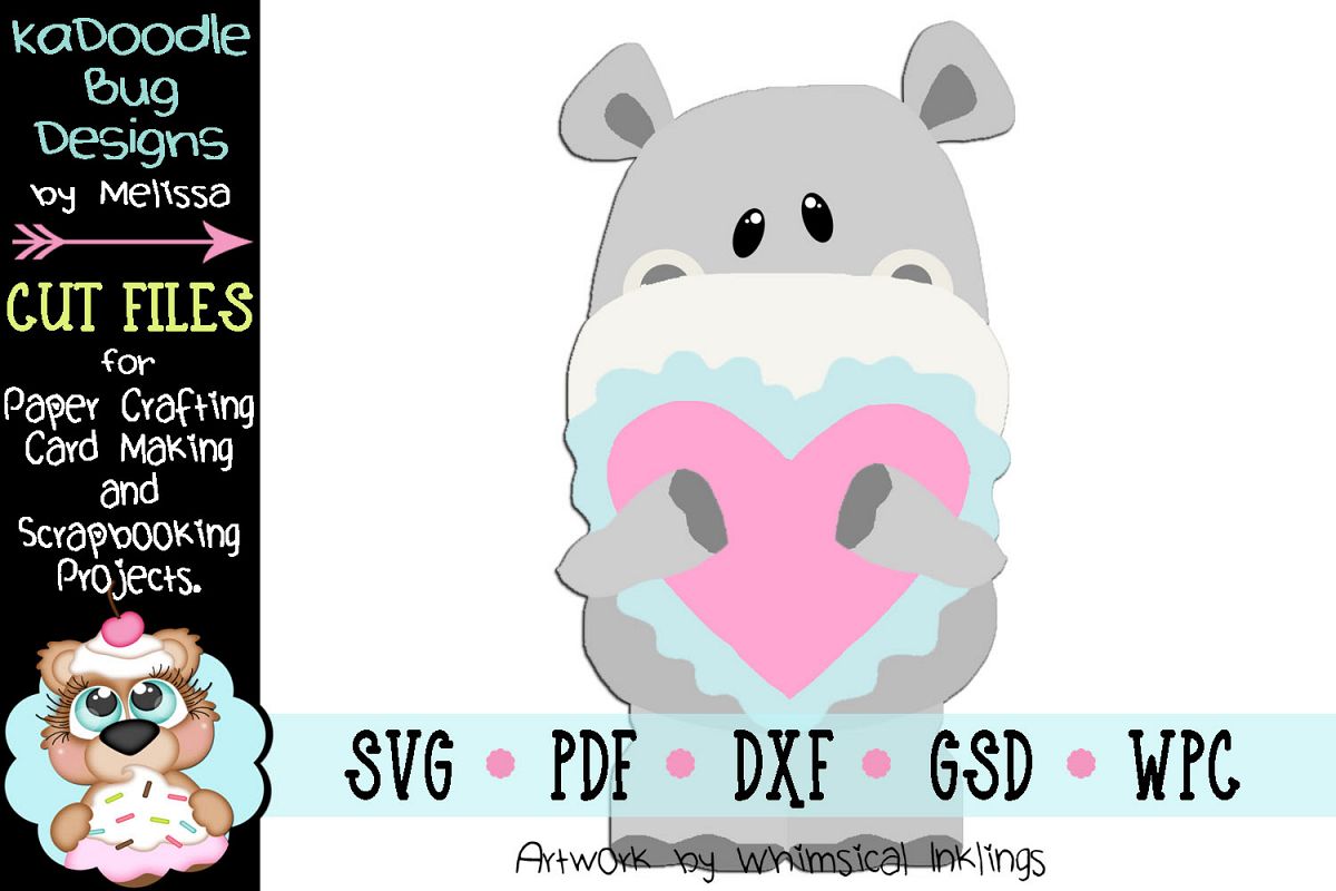 Valentine Boy Hippo Cut File - SVG PDF DXF GSD WPC example image 1