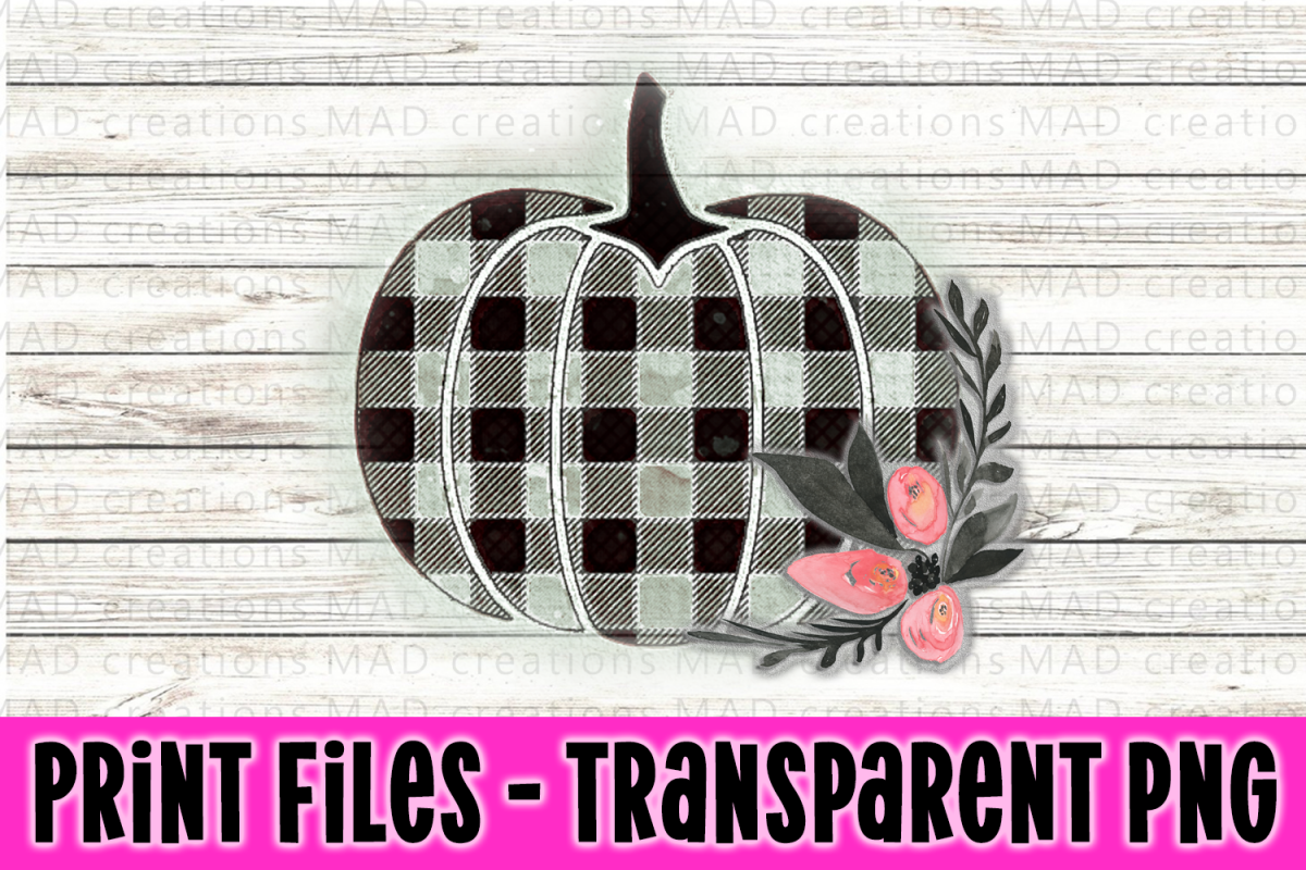 Buffalo Plaid Floral Print File Clipart example image 1