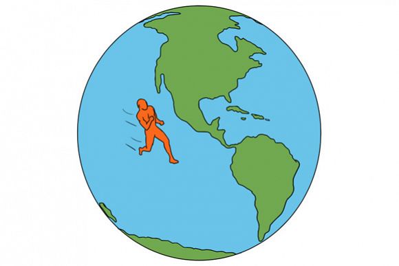 Marathon Runner Running North and South America Drawing example image 1