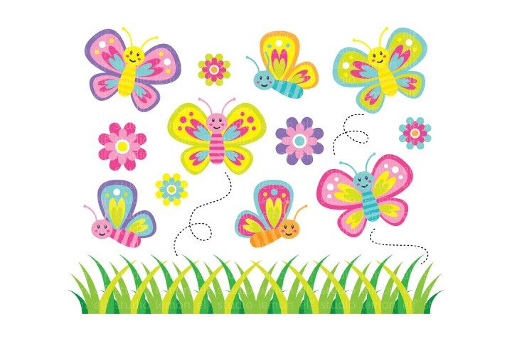 Lovely Butterflies-Digital Clipart (LES.CL012) example image 1