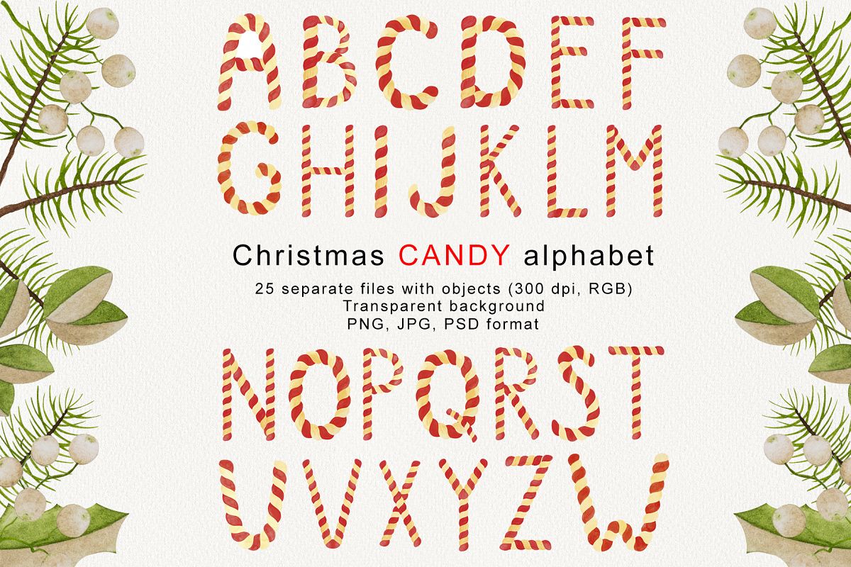 CANDY WATERCOLOR ALPHABET example image 1