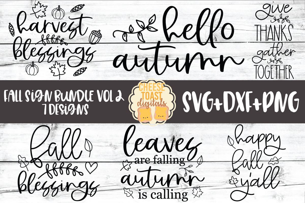 Fall Sign Bundle Vol 2 - Autumn SVG PNG DXF Cut Files example image 1