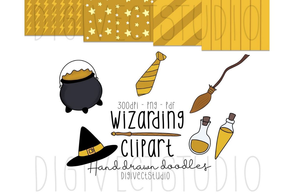 Wizarding Clipart Yellow - Witch Clipart - Wizard Clipart example image 1