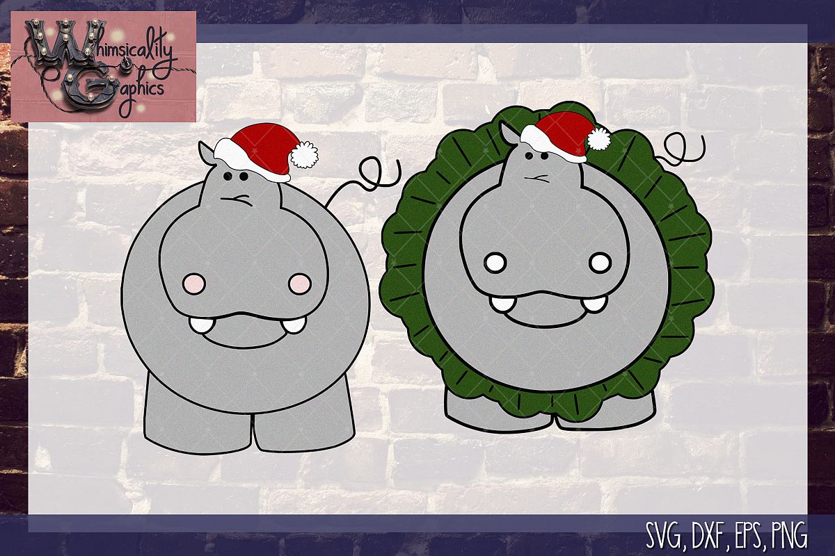 Download Christmas Hippo Santa and Tutu SVG, DXF, PNG, EPS Comm Pers