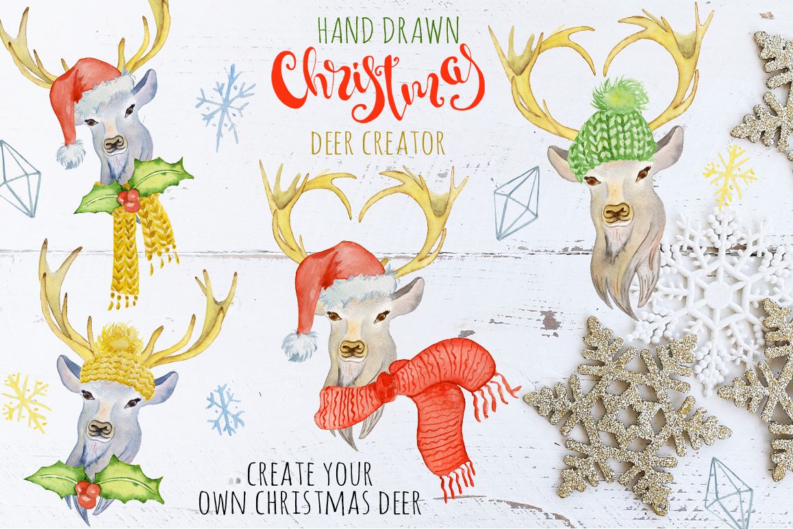 Christmas deer watercolor creator example image 1