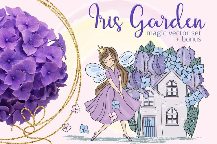 IRIS GARDEN Color Vector Illustration Set example image 1