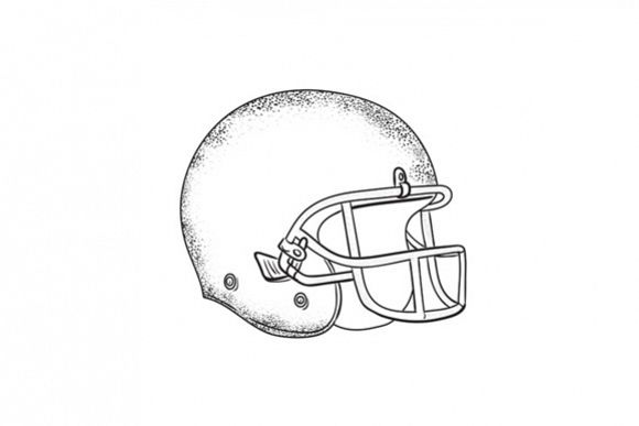 American Football Helmet Black and White Drawing example image 1