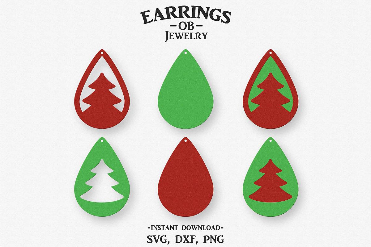 Christmas Tree Earring Svg, Stacked, Teardrop, Cut File