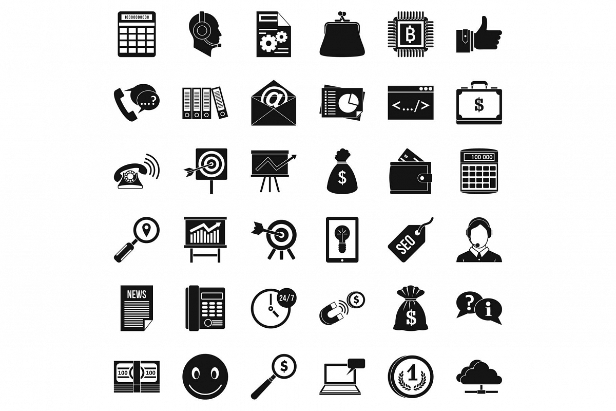 Marketing in internet icons set, simple style example image 1