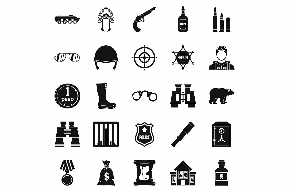 Shot icons set, simple style example image 1