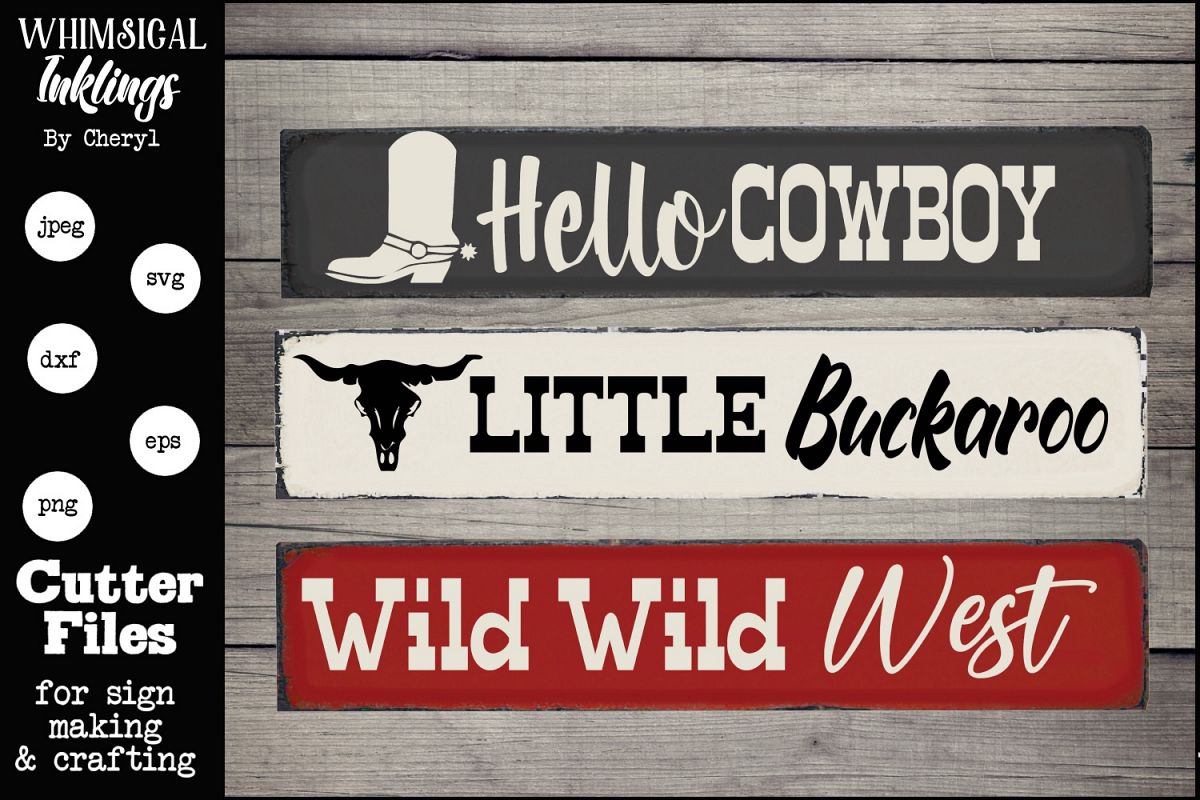Hello Cowboy SVG Sign Trio example image 1