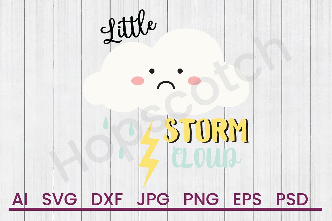 Cloud SVG, Little Storm Cloud SVG, DXF File, Cuttatable File example image 1