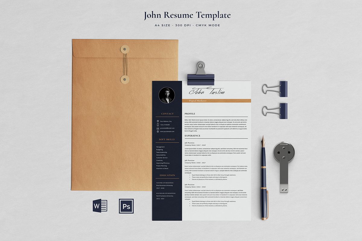 John Resume with Cover Letter Professional Template example image 1
