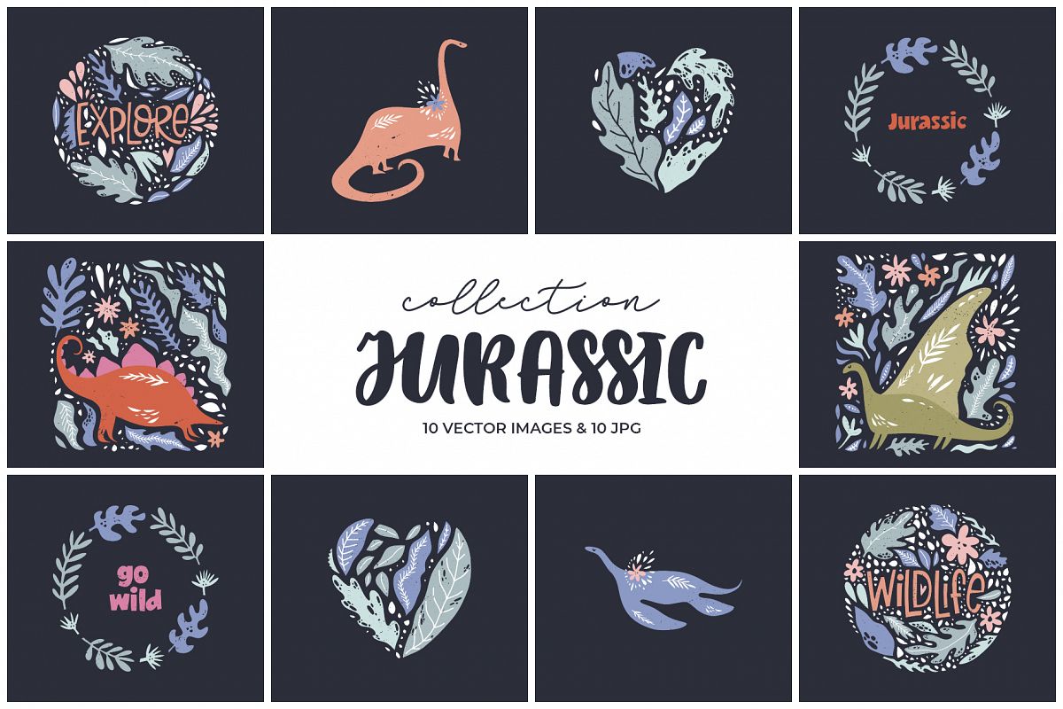 Cartoon nursery dinosaurs clip art set example image 1
