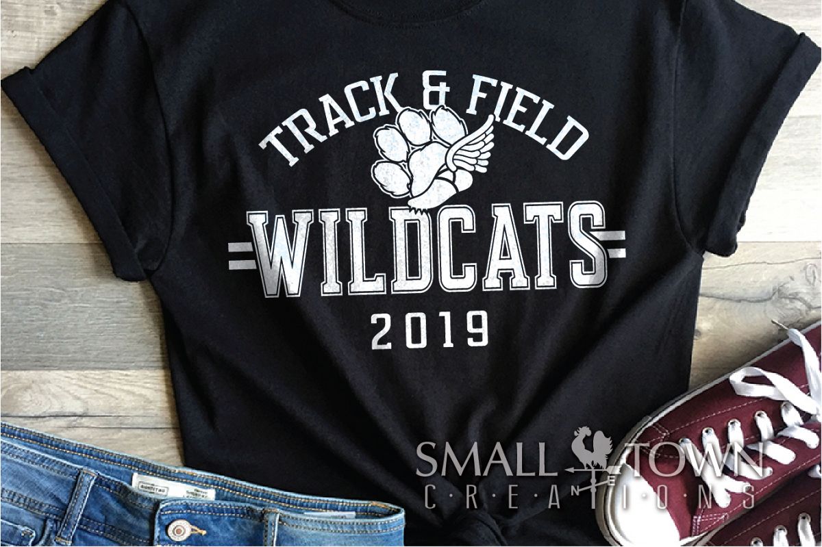 Wildcats Track and Field, Wildcat mascot, PRINT, CUT, DESIGN example image 1