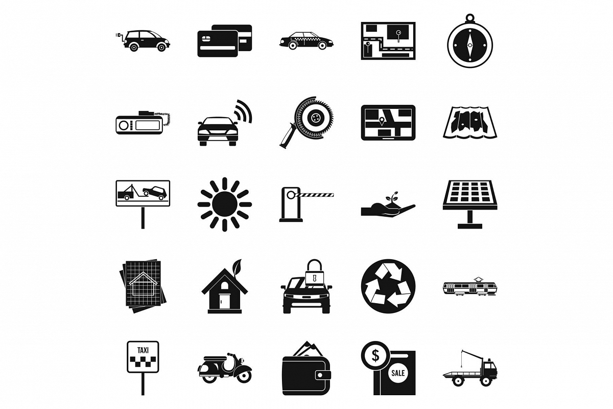 Mechanism icons set, simple style example image 1