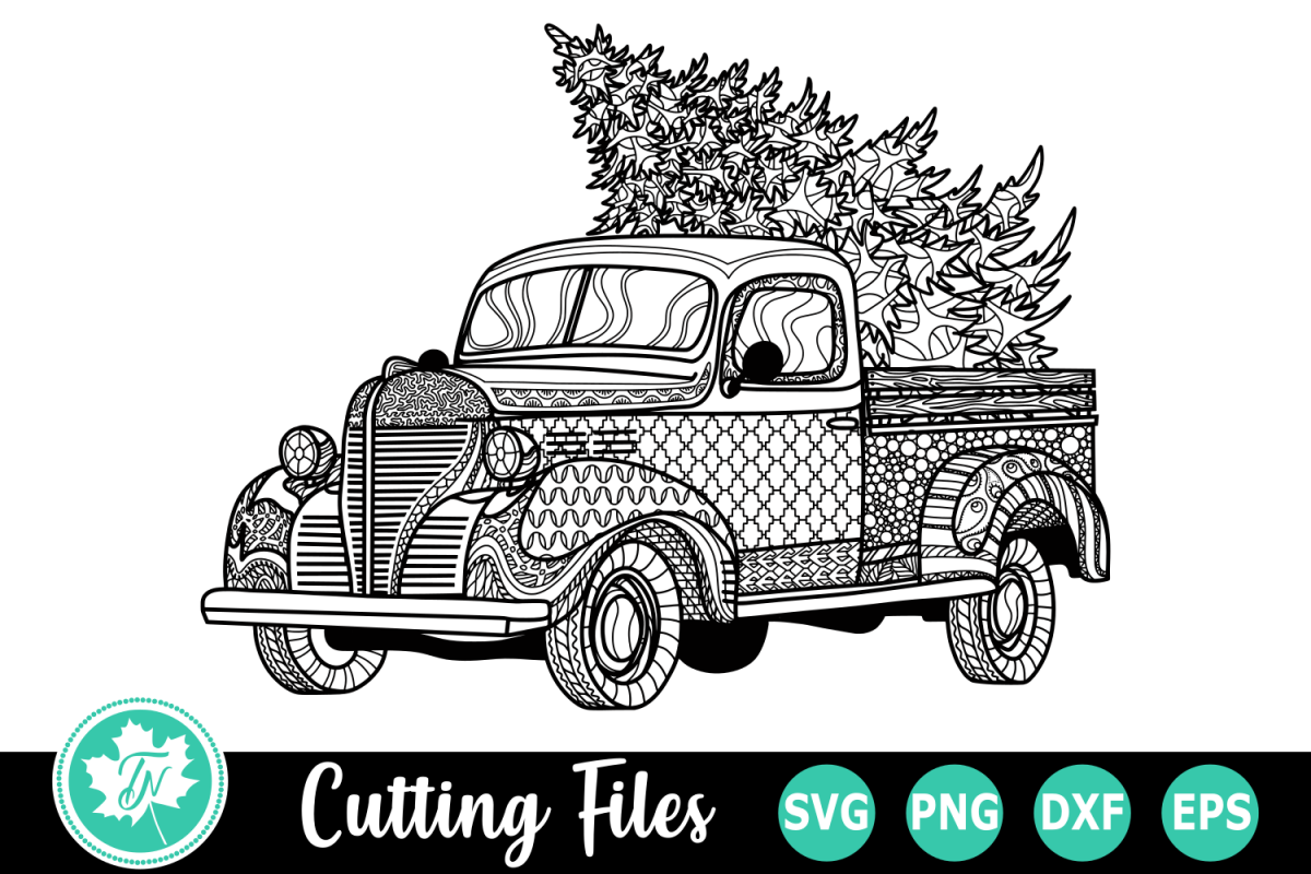 Download Zentangle Christmas Truck - A Christmas SVG Cut File