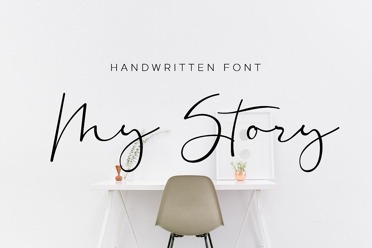 My Story - handwritten calligraphy font example image 1