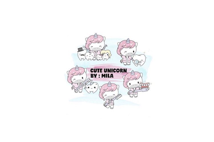 KAWAII UNICORN CLIPART BUNDLE PNG example image 1