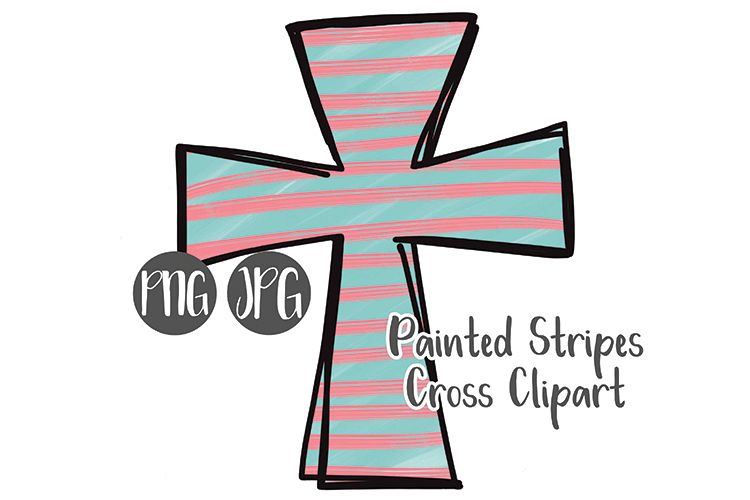 Hand Drawn Easter Cross Clipart - Painted Stripes #3 example image 1
