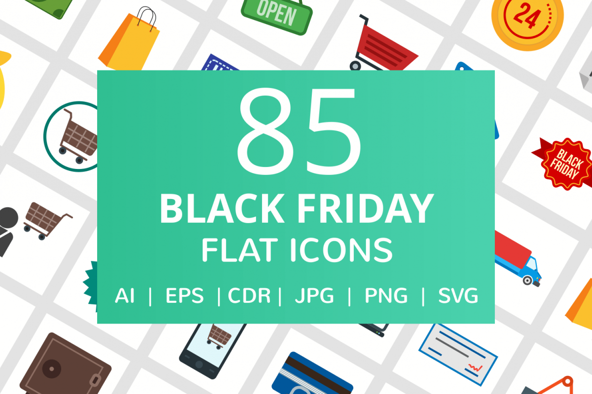 85 Black Friday Flat Icons example image 1