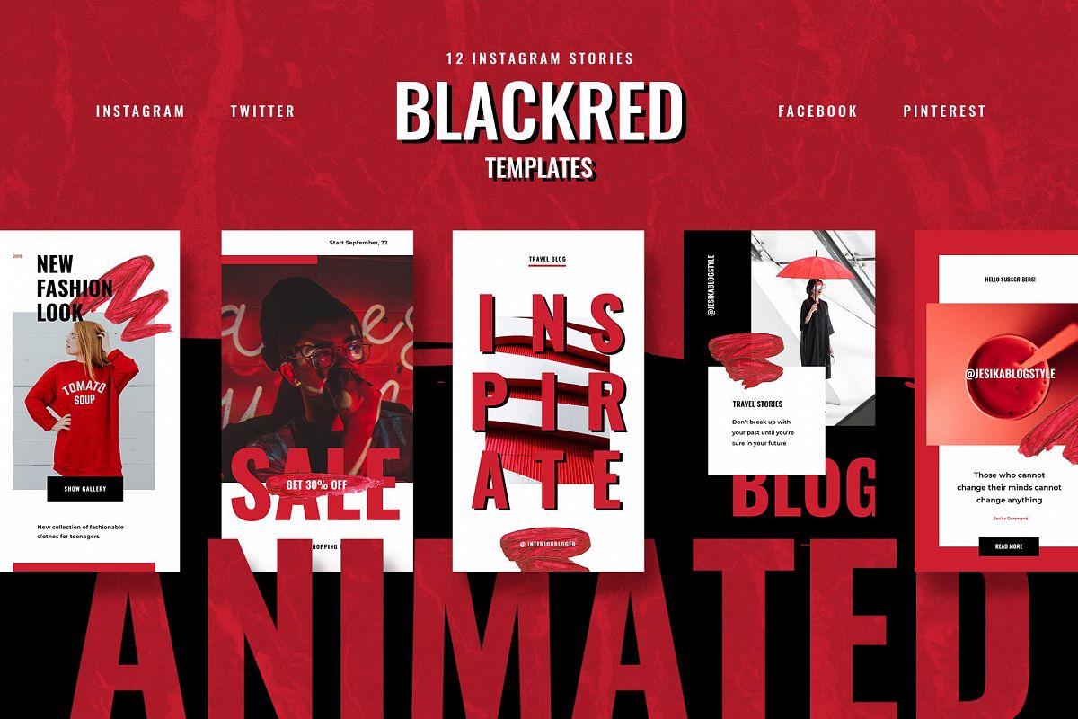 ANIMATED Blackred Instagram Stories example image 1