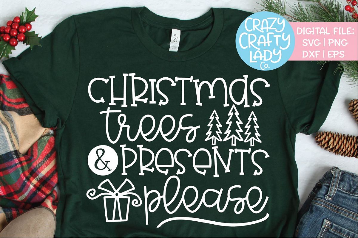 Christmas Trees & Presents Please SVG DXF EPS PNG Cut File example image 1