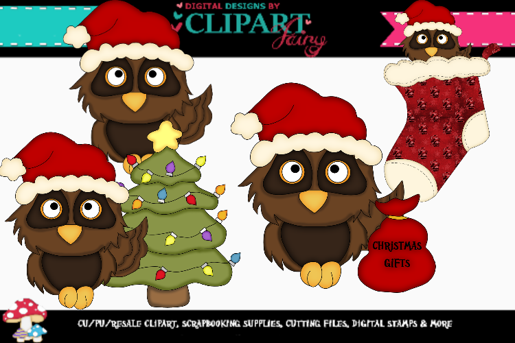 Dark Brown Christmas Owls example image 1
