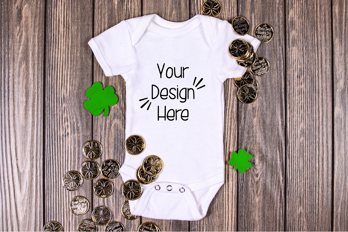 March Baby Suit Mockup 1| St Patricks Day Baby shirt Mockup example image 1