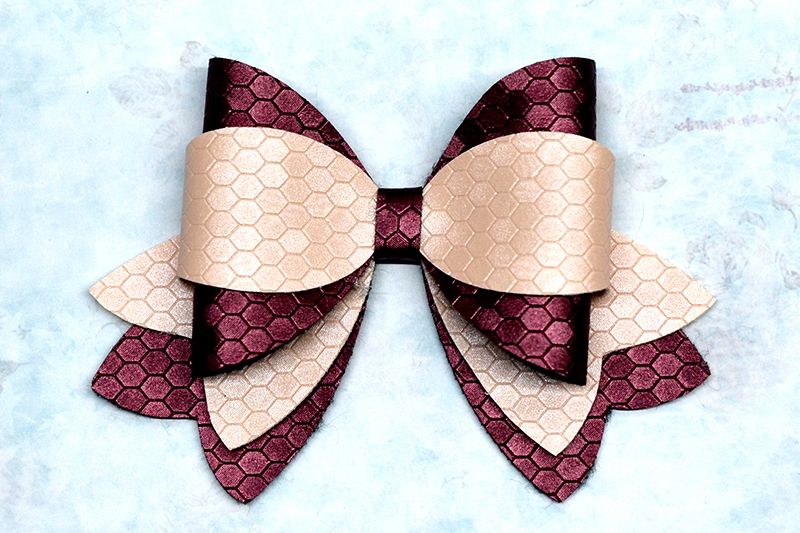 Hair bow template SVG, DIY leather bow template example image 1