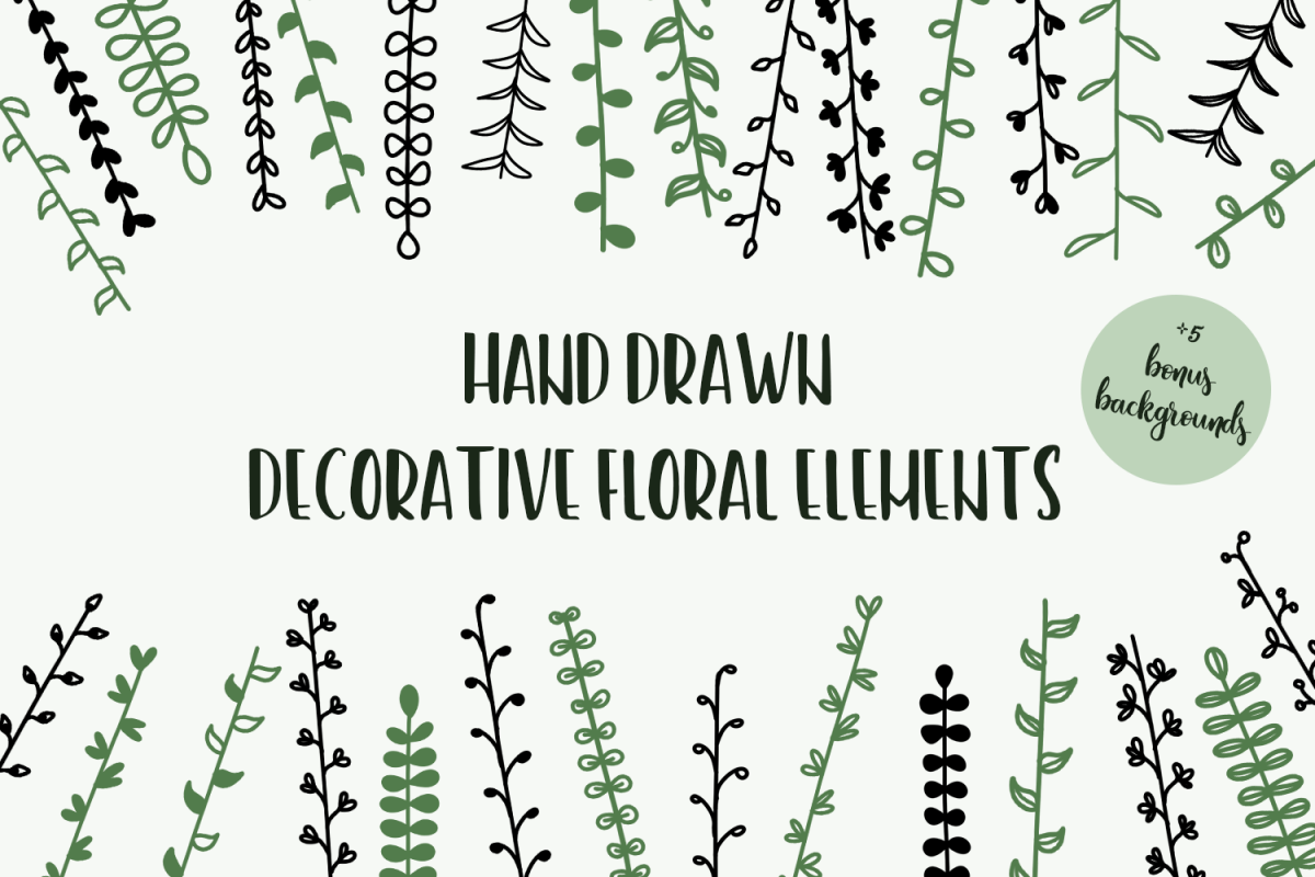 Hand Drawn Floral Elements & Backgrounds example image 1