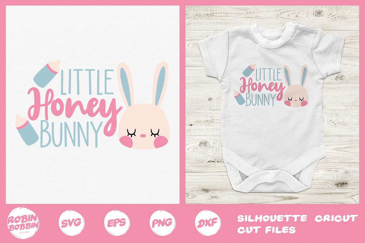 Easter svg, Little Honey Bunny svg, baby onesie easter svg example image 1