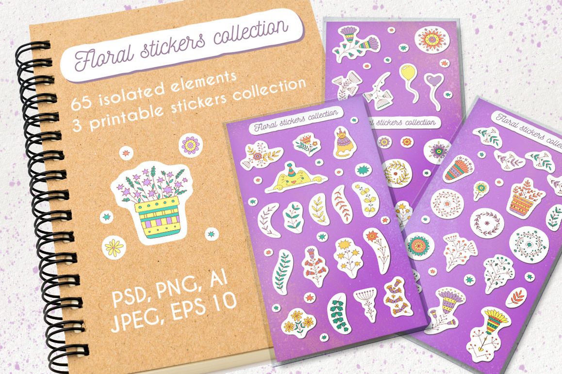 Floral stickers collection example image 1